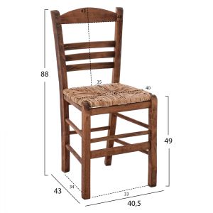 Традиционен стол със слама, орехов Hm10369,01