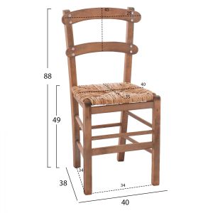 Традиционен стол със слама, орехов Hm10370,01