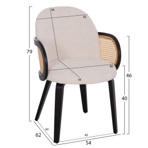 Трапезарен стол Becker Hm18246.02 шперперд в черно-екру плат 54x62x79всм.