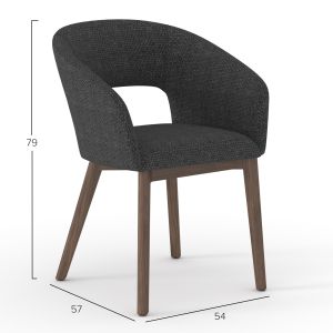 Трапезарен стол Empire Sm18103.01, тъмносив плат, крака от орех и ясен, 55x56x78h