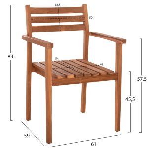Трапезарен стол Hender Hm6329 тиково дърво в естествен цвят 61x59x89всм.