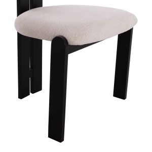Трапезарен стол Karvo Kall Winsor Hm18252.02 дамаска в кремаво бяло - дърво в черно 57x50x78.5всм.