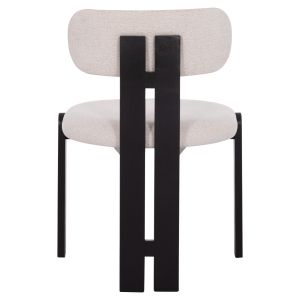 Трапезарен стол Karvo Kall Winsor Hm18252.02 дамаска в кремаво бяло - дърво в черно 57x50x78.5всм.