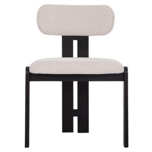 Трапезарен стол Karvo Kall Winsor Hm18252.02 дамаска в кремаво бяло - дърво в черно 57x50x78.5всм.