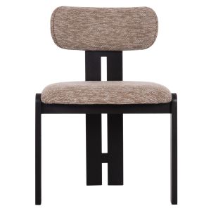 Трапезарен стол Karvo Kall Winsor Hm18252.03 дамаска в кафяво - дърво в черно 57x50x78.5всм.