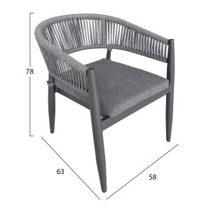 Dining chair Liston Hm6646.01 aluminum-olefin fabric-rope-color charcoal 58x63x78cm