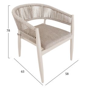 Dining chair Liston Hm6646.04 aluminum-olefin fabric-rope-champagne color 58x63x78cm