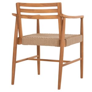 Трапезарен стол Robin Hm18351 тиково дърво и виро въже в естествени цветове 53.5x60x78всм.