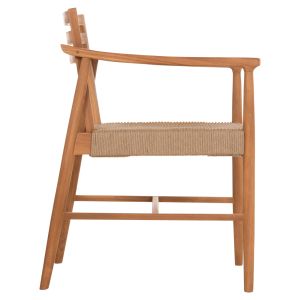 Трапезарен стол Robin Hm18351 тиково дърво и виро въже в естествени цветове 53.5x60x78всм.
