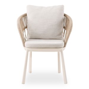 Dining chair Sm6401.01 aluminum-beige ivory cushions 64.5x63.5x80cm