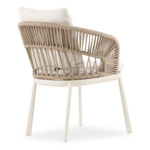 Dining chair Sm6401.01 aluminum-beige ivory cushions 64.5x63.5x80cm