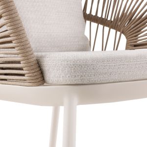 Dining chair Sm6401.01 aluminum-beige ivory cushions 64.5x63.5x80cm