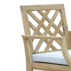 Dining room Bravo-amalfi set of 5 solid acacia wood and beige fabric 130x70x90cm