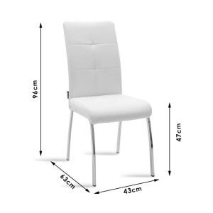 Dining room with white Ariadne chairs and Titta glass table 120x70x75cm, set of 5 pieces