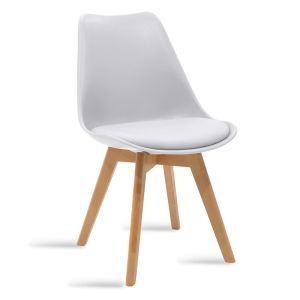Dining room with white Gaston chairs and white Natali table 80x80x76 cm, set of 5 pieces