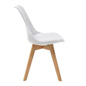 Dining room with white Gaston chairs and white Natali table 80x80x76 cm, set of 5 pieces
