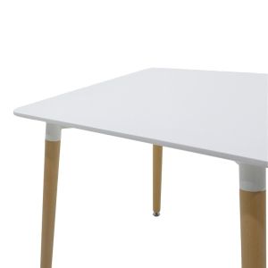 Dining room with white Gaston chairs and white Natali table 80x80x76 cm, set of 5 pieces