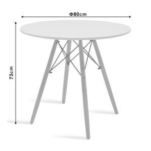 Dining room with white Julita chairs and white Julita table D80x73cm, set of 3 pieces