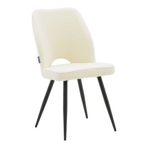 Dining room with white Renish chairs and black Ezali table 140x80x75cm set of 5 pieces