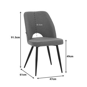 Dining room with white Renish chairs and black Ezali table 140x80x75cm set of 5 pieces