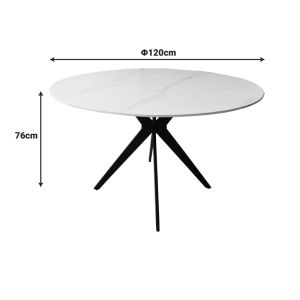 Dining room with white Renish chairs and black orbital table D120x76 cm, set of 5 pieces