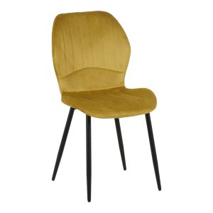 Dining room with yellow Jelour chairs and black orbital table 120x76, set of 5 pieces