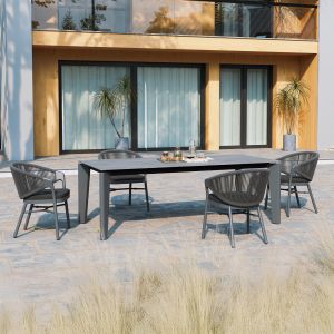 Dining table Cerrig Sm6496.01 gray aluminum frame and sintered stone 220x100x75h