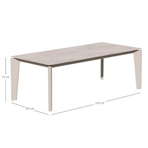 Dining table Cerrig Sm6496.04 beige aluminum frame and sintered stone 220x100x75h