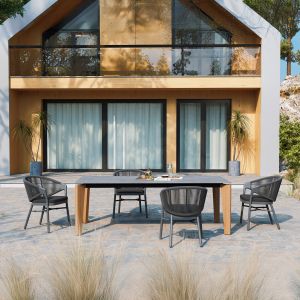Dining table Cerrig Sm6496.10 heat-transferred aluminum - gray sintered stone 220x100x75h