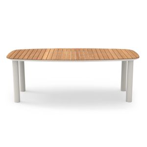 Трапезарна маса Eutopia Sm6203.02 кремав бял алуминий-тиково дърво 220x100x75всм.