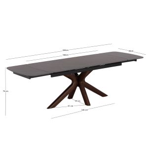 Трапезарна маса Horizon Sm18091.01 керамичен плот - крака от бреза с орехов фурнир 180x90x76всм.