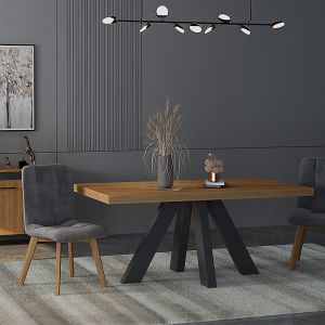 Jakarta dining table with rustic oak veneer 170x90x75cm