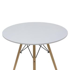 Dining table Julita set of 5 pieces, Mdf and beech in white-natural shade D80x73cm