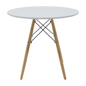 Dining table Julita set of 5 pieces, Mdf and beech in white-natural shade D80x73cm