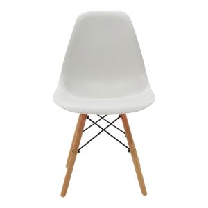Dining table Julita set of 5 pieces, Mdf and beech in white-natural shade D80x73cm