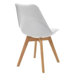 Dining table Julita-gaston set of 5 pieces, Mdf and beech in white-natural shade D80x73cm