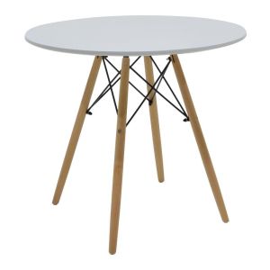 Dining table Julita-gaston set of 5 pieces, Mdf and beech in white-natural shade D80x73cm