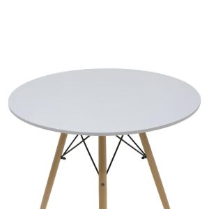 Dining table Julita-gaston set of 5 pieces, Mdf and beech in white-natural shade D80x73cm