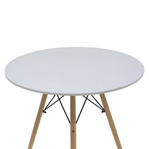 Dining table Julita-noor set of 5 pcs. Mdf white-gray-natural legs D80x76cm