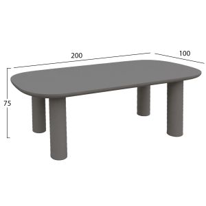 Трапезарна маса Kiora Hm6597.01 сива фибро цимент 200x100x75всм