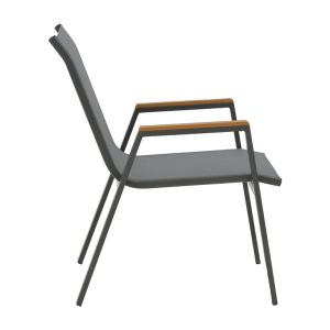 Dining table Nares-azelie C set of 5 pieces anthracite aluminum and textile with plywood in natural color 140x80x72.5cm