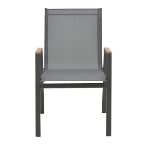 Dining table Nares-azelie C set of 5 pieces anthracite aluminum and textile with plywood in natural color 140x80x72.5cm