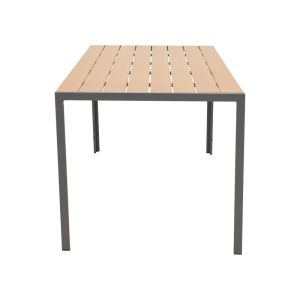 Dining table Nares-azelie C set of 5 pieces anthracite aluminum and textile with plywood in natural color 140x80x72.5cm