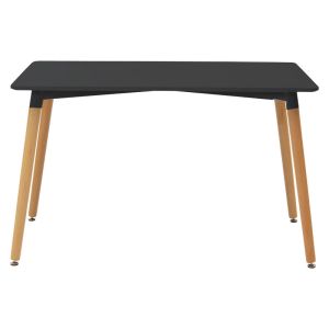 Dining table Natali-noor set of 5 pieces Mdf black with natural legs 120x80x76cm