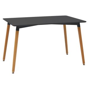 Dining table Natali-noor set of 5 pieces Mdf black with natural legs 120x80x76cm