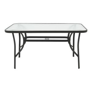 Dining table Obbi-ensure 5 parts metal-glass in black color 140x80x70cm