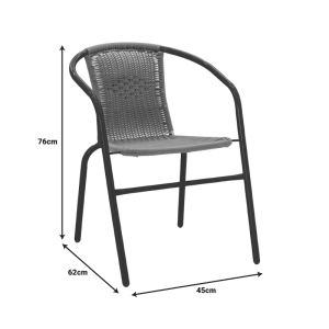 Dining table Obbi-ensure 5 parts metal-glass in black color 140x80x70cm