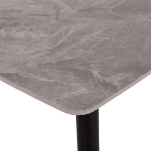 Dining table Raven Hm9854.13 ceramic top in gray marble - black metal legs 120x70x73cm.