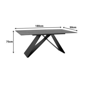 Dining table Sabrina sintered stone walnut-black 180x90 X75cm