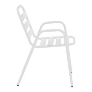 Dining table Sussie-ensure 5 pcs. metal-glass in white color 120x70x70cm